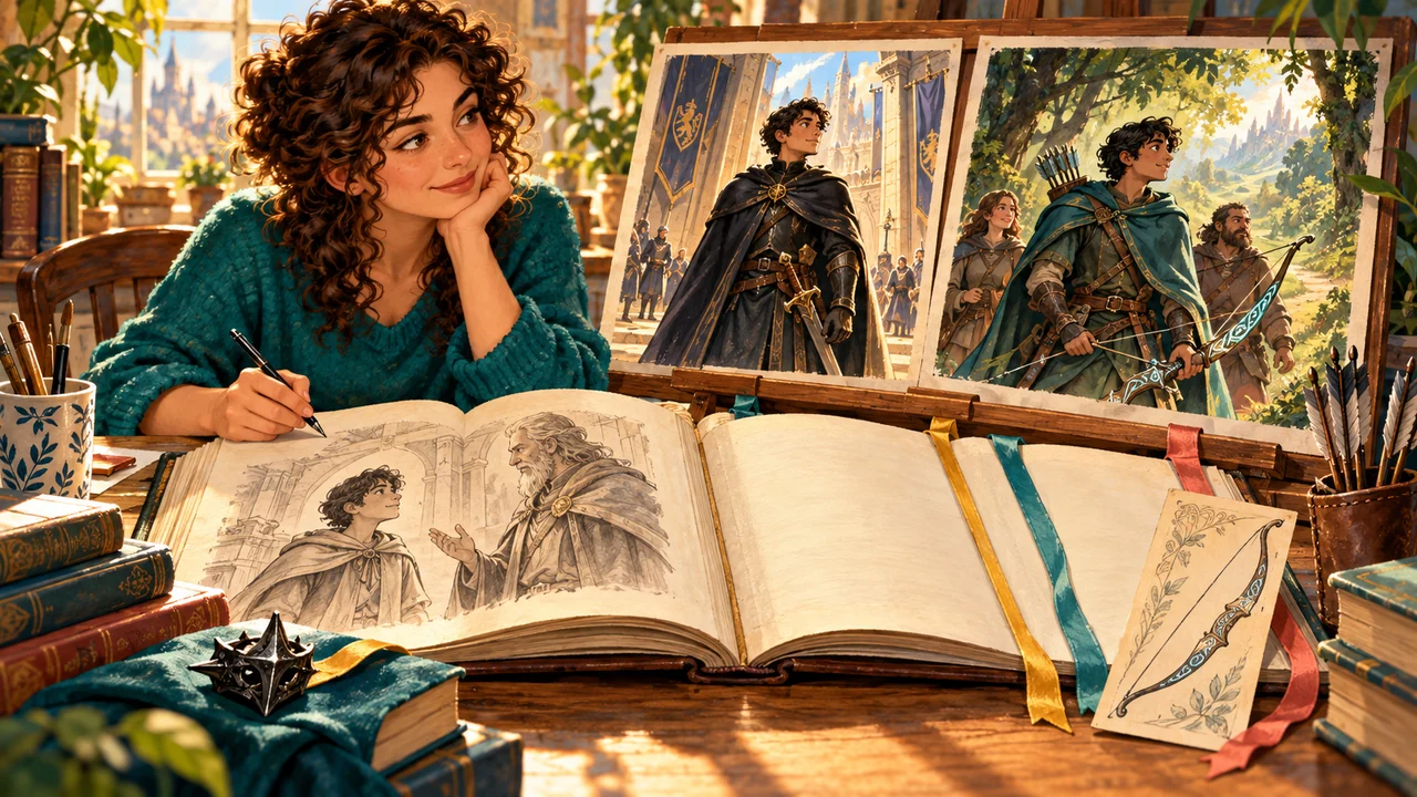 The writer plans a Black Knight and an Arcane Archer ending while earlier apprentice pages still need to establish their prerequisites.