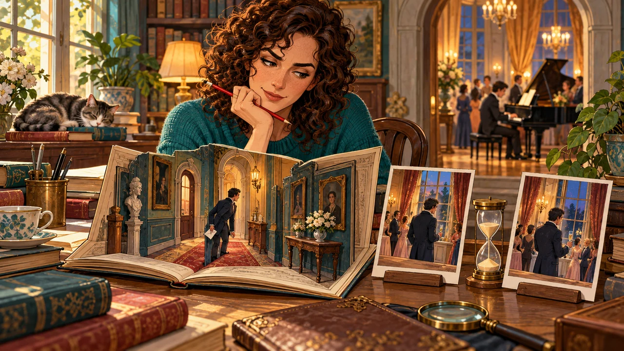 Two ballroom sighting pictures leave an unwatched interval while the manuscript records the guest's actual corridor visit.
