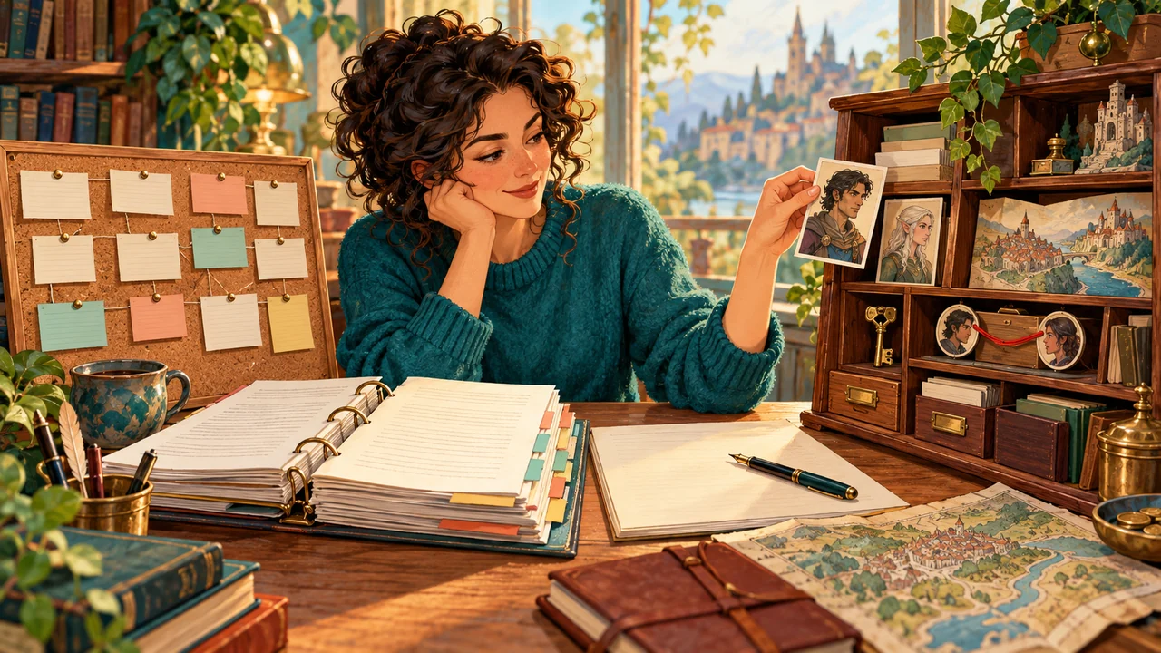 A novelist compares a chapter-organized manuscript binder with modular trays for characters, maps, items, and relationships.