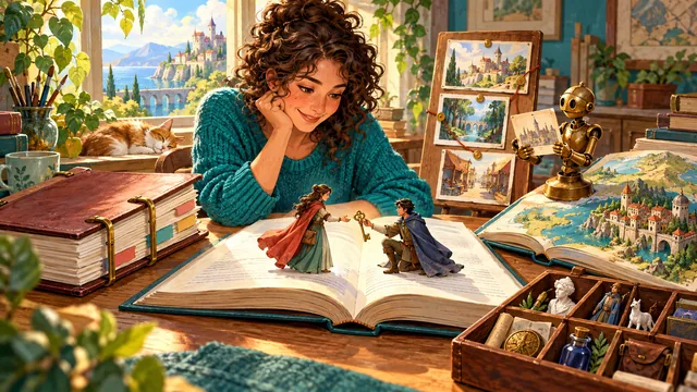 A writer's workshop combines prose, chapter organization, plotting, world references, and an actual key handoff inside the manuscript.