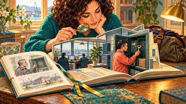 An engineer takes a unique master key from a cabinet while the author traces its earlier custody through the recorded pages.