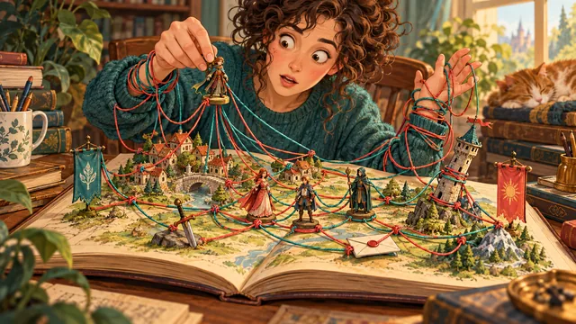 Adding one character to a miniature story world creates many new threads, tangling the novelist's sleeve and tugging at distant places.