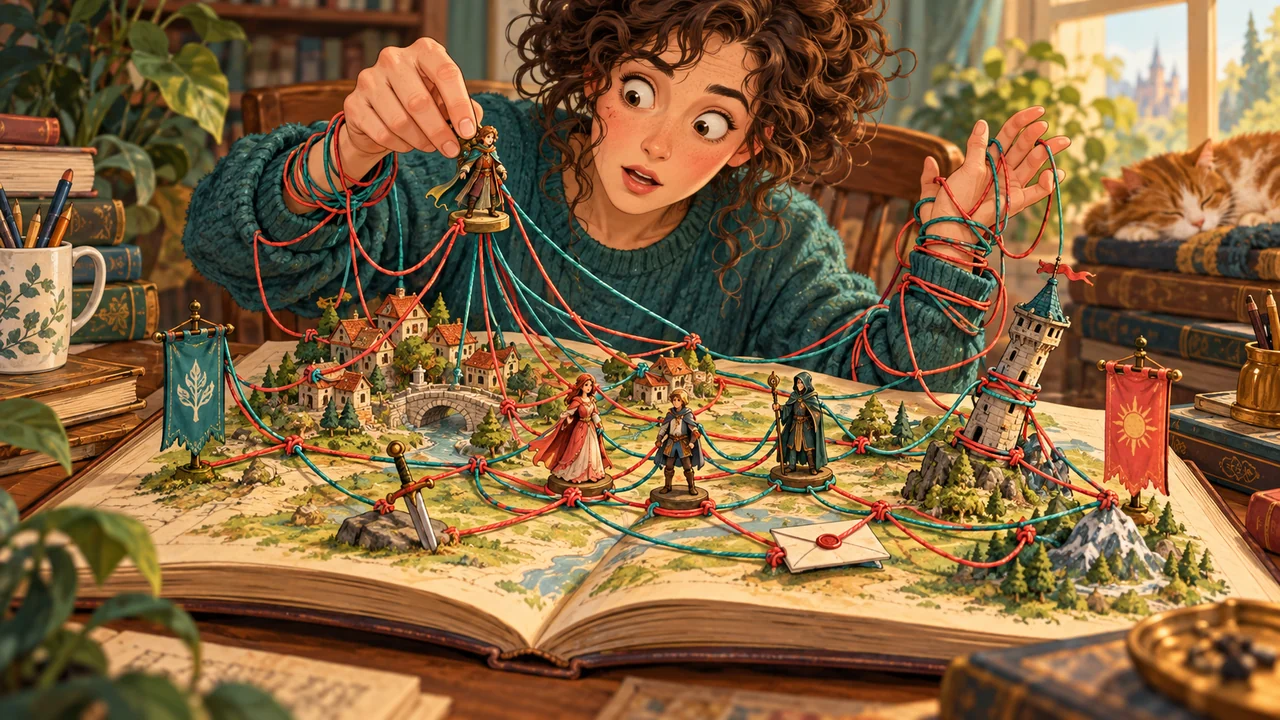 Adding one character to a miniature story world creates many new threads, tangling the novelist's sleeve and tugging at distant places.